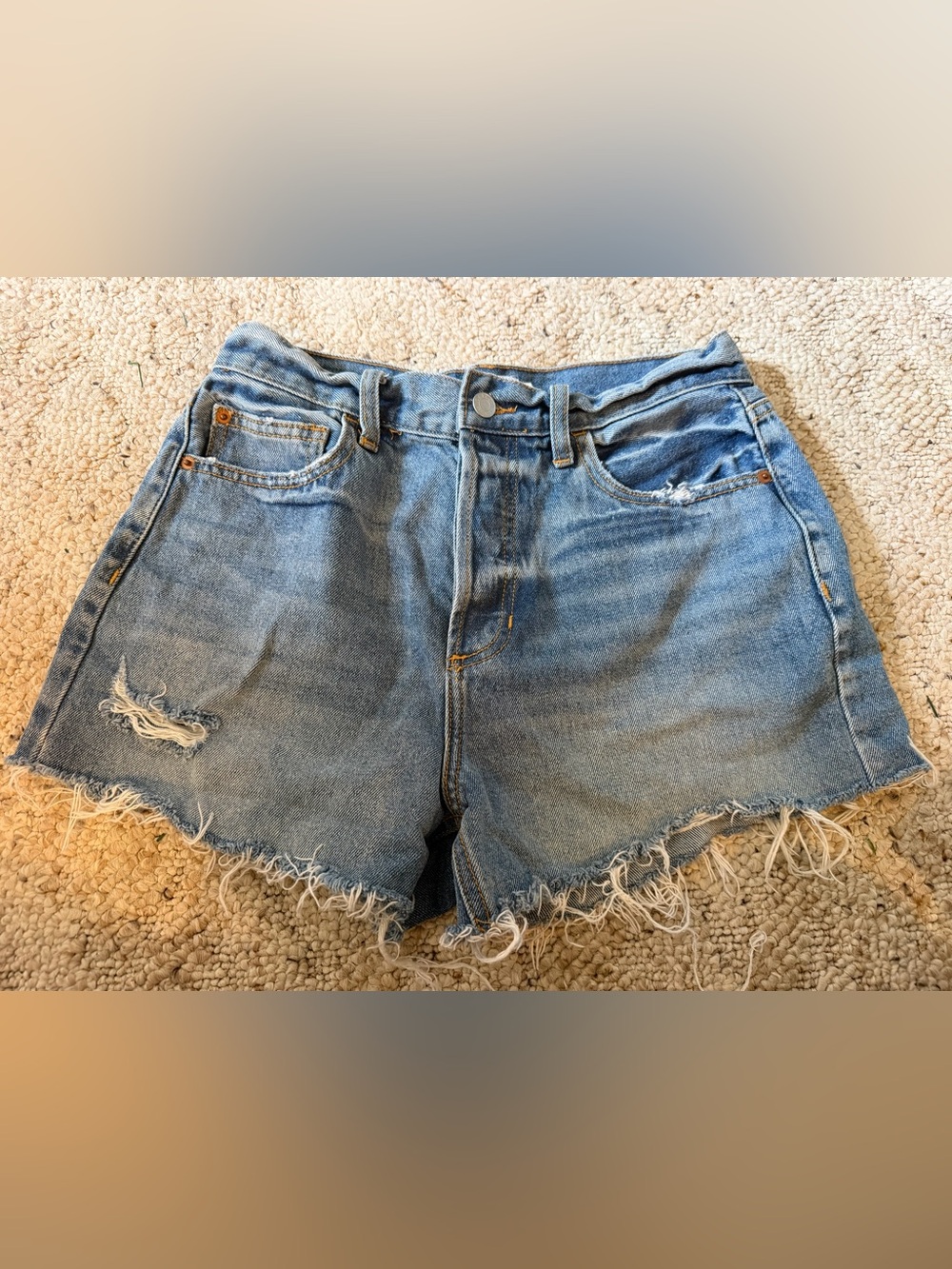 Cello Light Blue Distressed High-Waist Denim Shorts